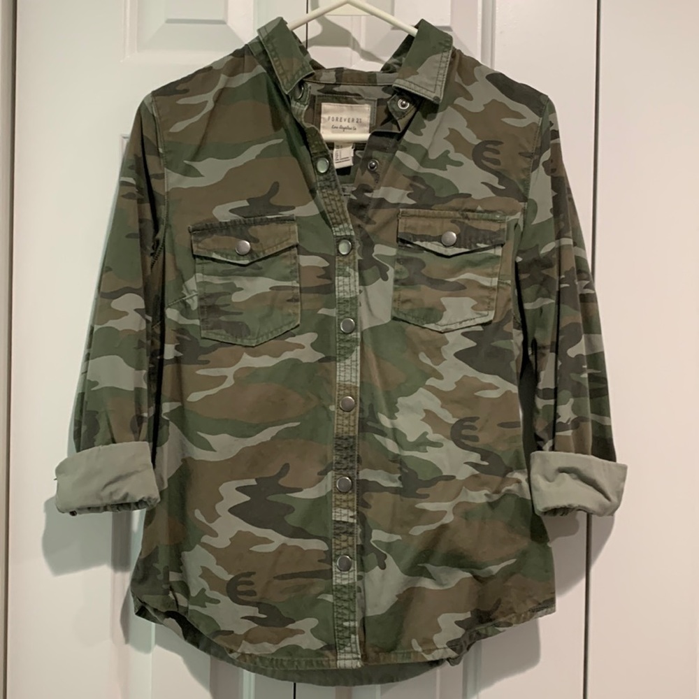 F21 Camo Button Down